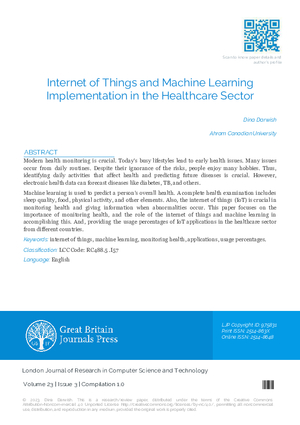 Internet of Things and Machine learning Implementation in the Healthcare Sector