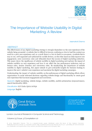 The Importance of Website Usability in Digital Marketing: A Review