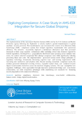 Digitizing Compliance: A Case Study in AMS-EDI Integration for Secure Global Shipping