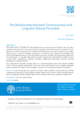  The Relationship between Consciousness and Linguistic Data to Formalize
