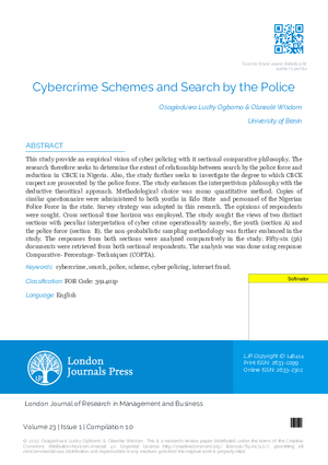 Cybercrime Schemes and Search by the Police