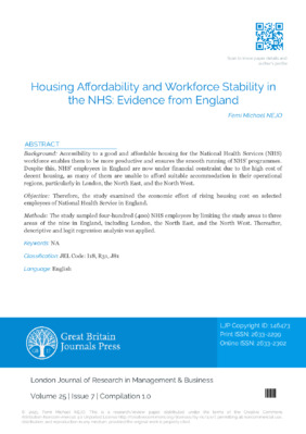 Housing Affordability and Workforce Stability in the NHS: Evidence from England