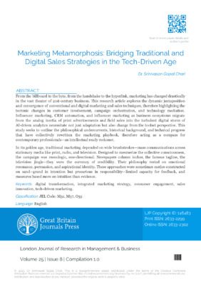 Marketing Metamorphosis: Bridging Traditional and Digital Sales Strategies in the Tech-Driven Age