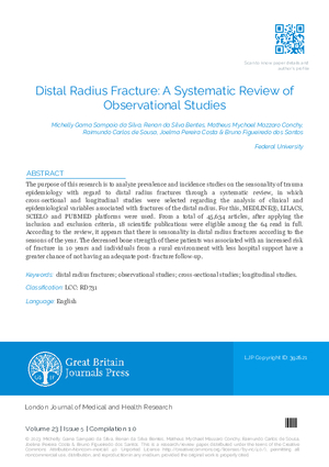 Distal Radius Fracture: A Systematic Review of Observational Studies