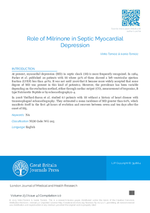 Role of Milrinone in Septic Myocardial Depression