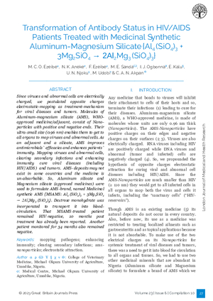 Transformation of Antibody Status in HIV/AIDS Patients Treated with Medicinal synthetic Aluminum-magnesium silicate {Al4 (SiO4)3 + 3Mg2SiO4 ? 2Al2Mg3 (SiO4)3}