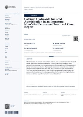 Calcium Hydroxide Induced Apexification in an Immature, Non-Vital Permanent Tooth – A Case Report