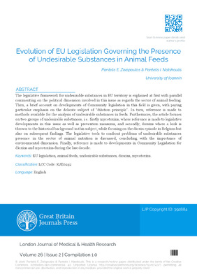Evolution of EU Legislation Governing the Presence of Undesirable Substances in Animal Feeds