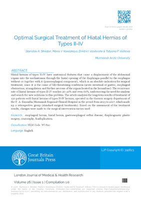 Optimal Surgical Treatment of Hiatal Hernias of Types II-IV
