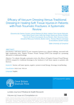 Efficacy of Vacuum Dressing Versus Traditional Dressing in Healing Soft Tissue Injuries in Patients with Post-Traumatic Fractures: A Systematic Review
