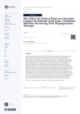 The Effect of Dietary Fiber on Glycemic Control in Patients with Type 2 Diabetes Mellitus Receiving Oral Hypoglycemic Therapy