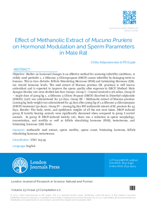 Effect of Methanolic Extract of Mucuna Pruriens on Hormonal Modulation and Sperm Parameters in Male Rats
