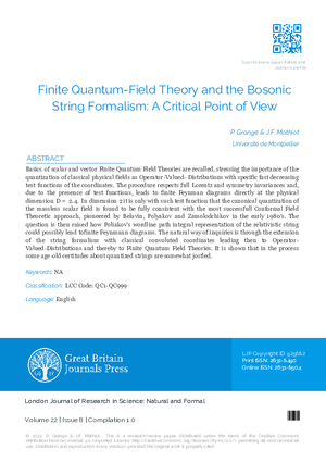 Finite Quantum-Field Theory and the Bosonic String Formalism: A Critical Point of View