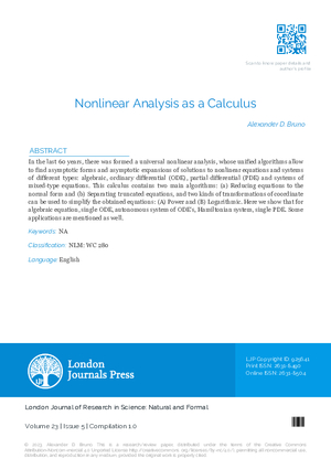 Nonlinear Analysis as a Calculus