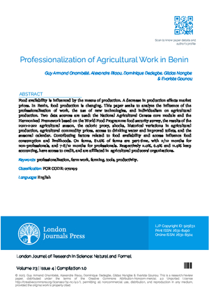 Professionalization of Agricultural Work in Benin