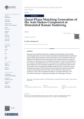 Quasi-Phase Matching Generation of the Anti-Stokes Component at Stimulated Raman Scattering