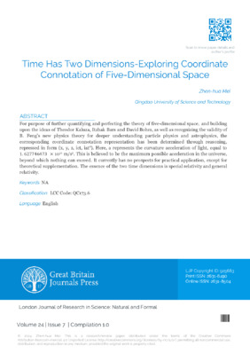 Time Has Two Dimensions-Exploring Coordinate Connotation of Five-Dimensional Space