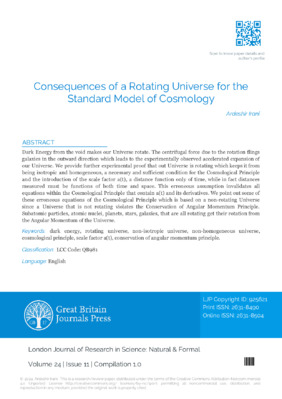 Consequences of a Rotating Universe for the Standard Cosmological Model