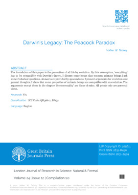 Darwin's Legacy: The Peacock Paradox