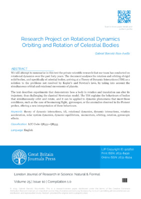 Research Project on Rotational Dynamics Orbiting and Rotation of Celestial Bodies