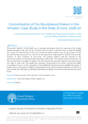 Concentration of the Round Wood Market in the Amazon: Case Study in the State of Acre, 2018-20