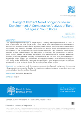  Divergent Paths of Neo-Endogenous Rural Development