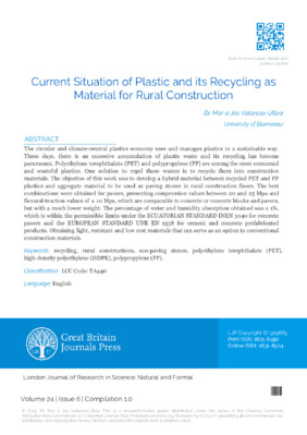 Current Situation of Plastic and its Recycling