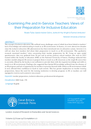 Examining Pre and In-Service Teachers Views of their Preparation for Inclusive Education