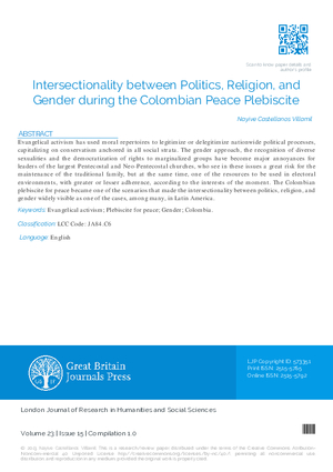 Intersectionality between Politics, Religion, and Gender During the Colombian Peace Plebiscite