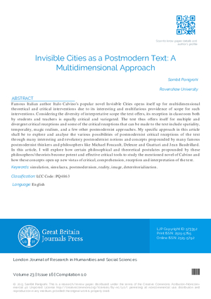 Invisible Cities as a Postmodern Text:  A Multidimensional Approach