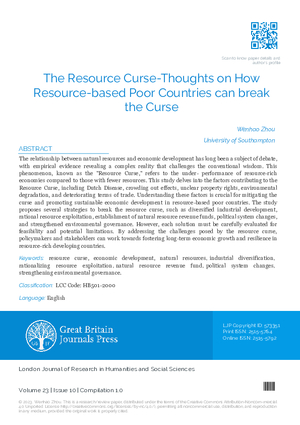 The Resource Curse Thoughts on How Resource-based Poor Countries can break the Curse