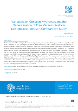 Variations on Christian Mythemes and the Generalization of Free Verse in Postwar Existentialist Poetry: A Comparative Study