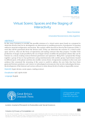Virtual Scenic Spaces and the Staging of Interactivity