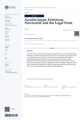 Anselm Jappe: Fetishism, Narcissism and the Legal Form