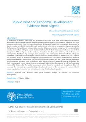 Public Debt and Economic Development: Evidence from Nigeria