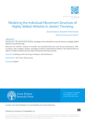 Modeling the Individual Movement Structure of Highly Skilled Athletes in Javelin Throwing