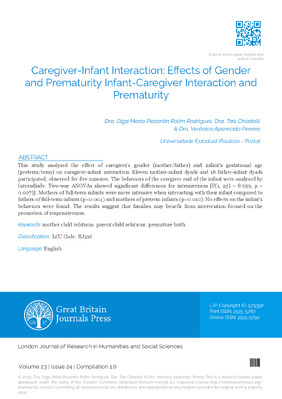 Caregiver-Infant Interaction: Effects of Caregiver Gender and Prematurity Caregiver-Infant Interaction and Prematurity