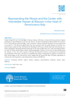 Representing the Margin and the Center with Interstellar Hassan al-Wazzan in the Heart of Renaissance Italy